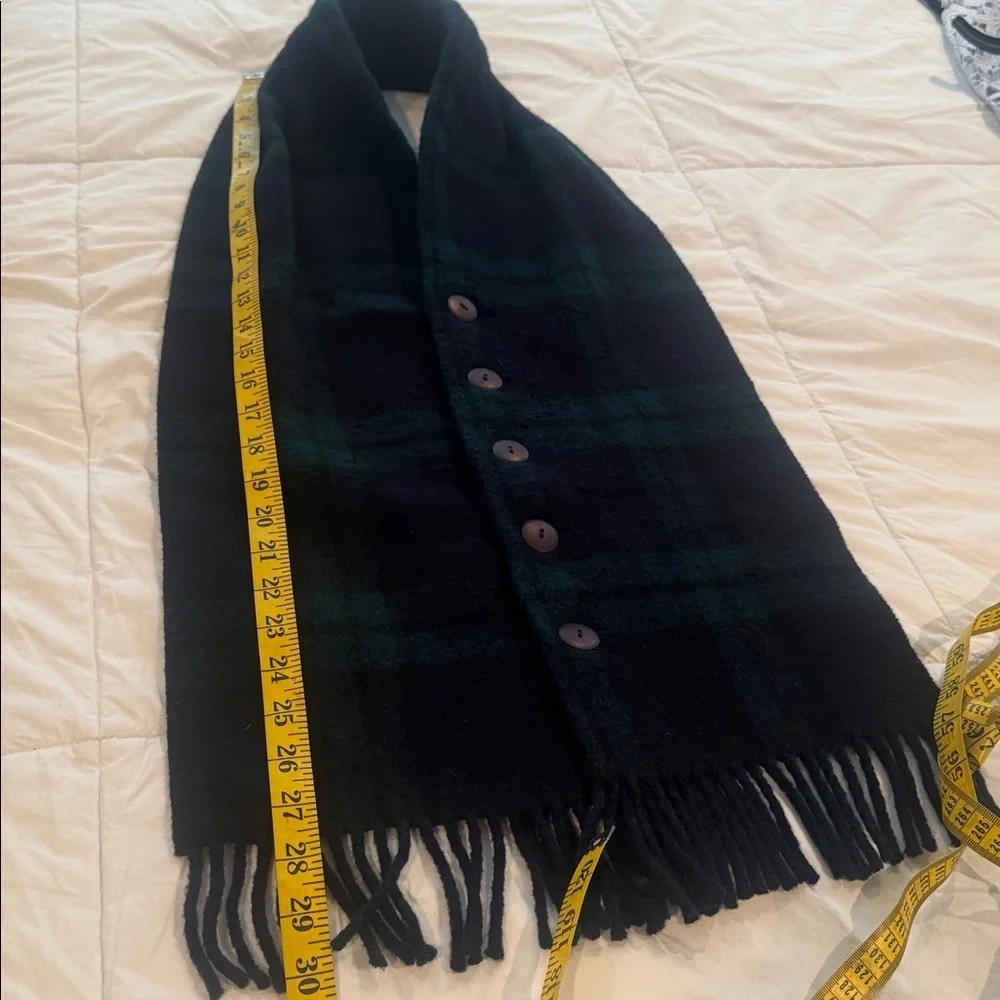 Johnstones of Elgin Vintage blue and green plaid scarf made in Scotland 🏴󠁧󠁢󠁳󠁣󠁴󠁿